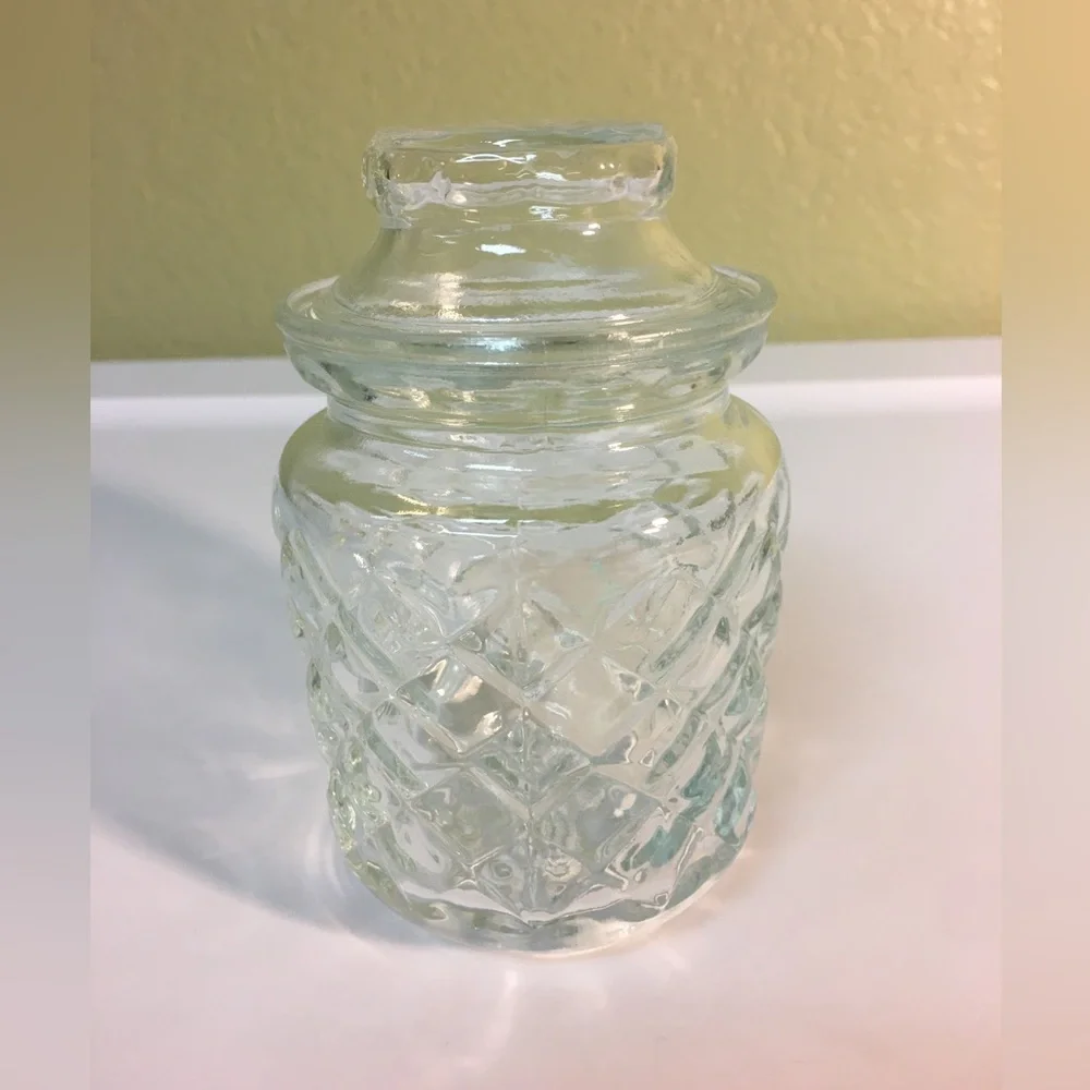 Vintage Clear Glass Jar With Lid